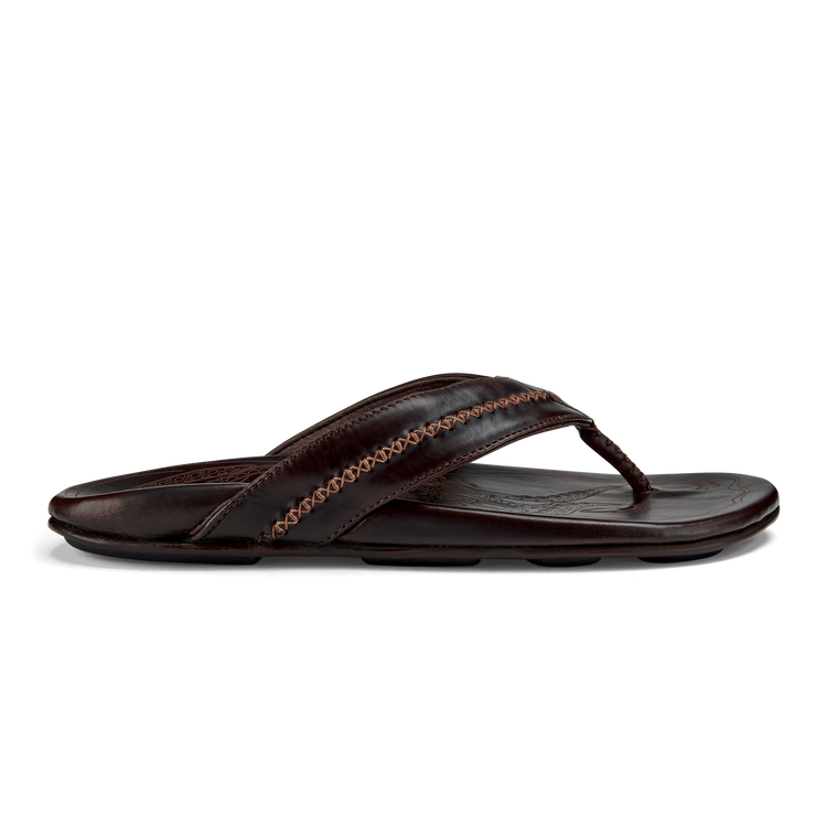 Mea Ola Men's Leather Beach Sandals - Dark Java | OluKai – OluKai