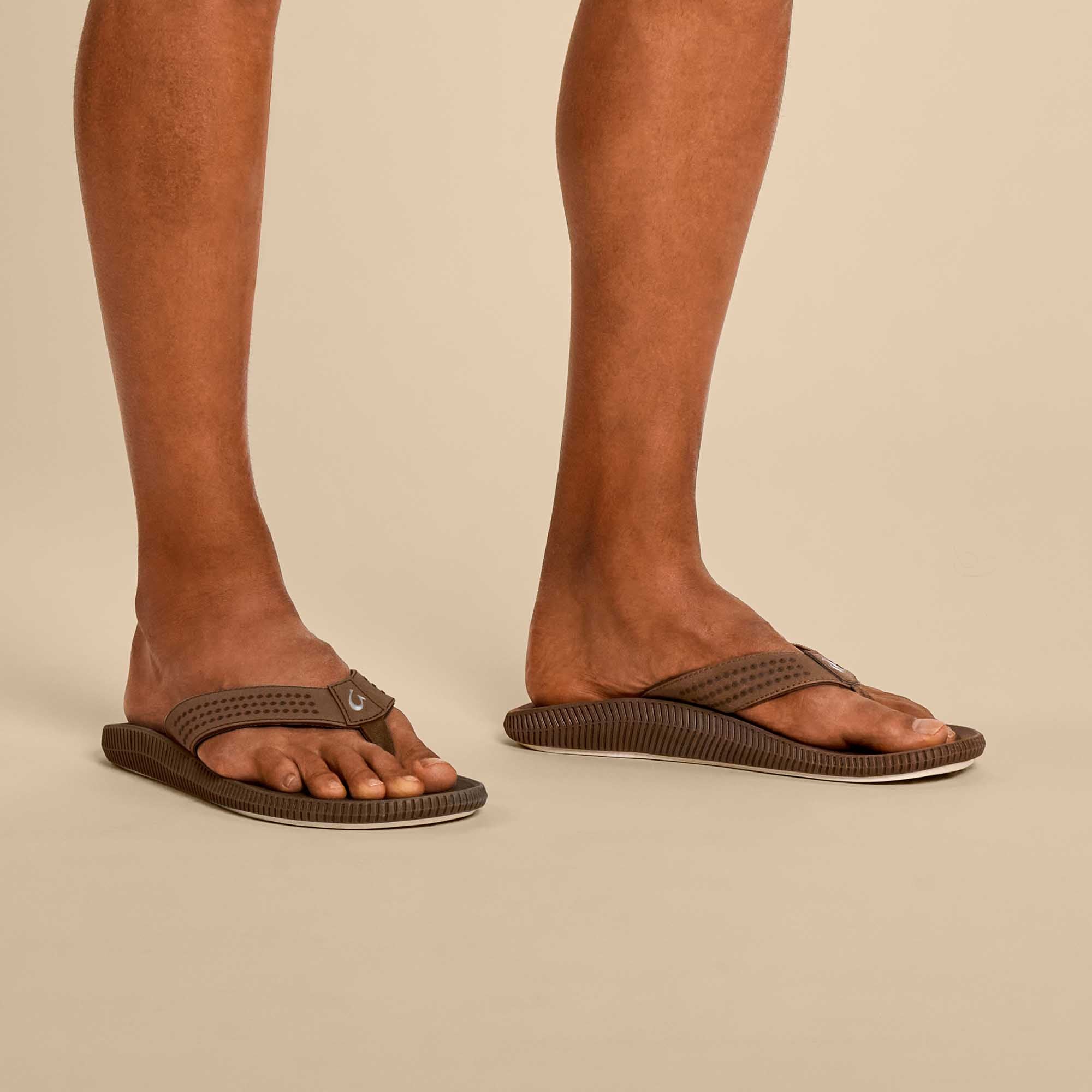 Mens Sandals Mens Mules Faux Leather Toe Post Flip Flops Summer Tan/Brown  Size