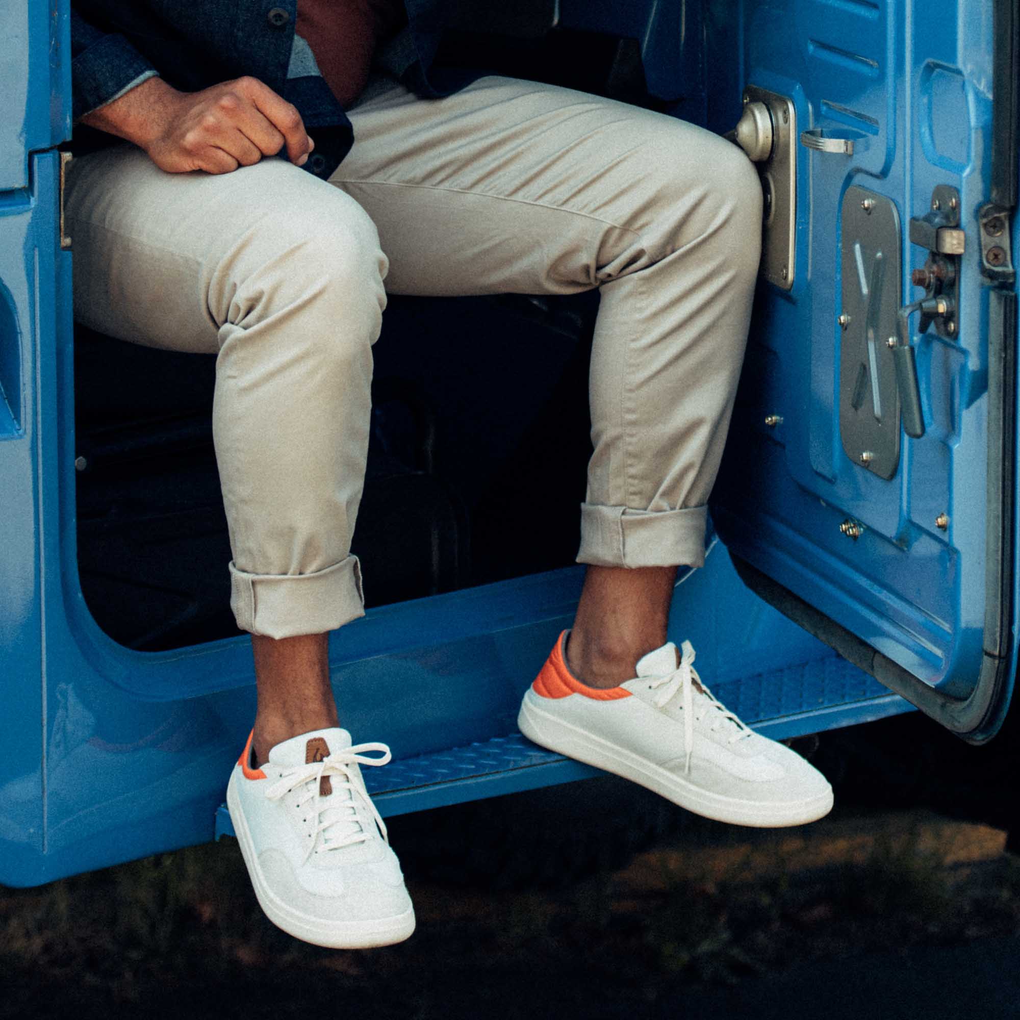 Orange deals white sneakers