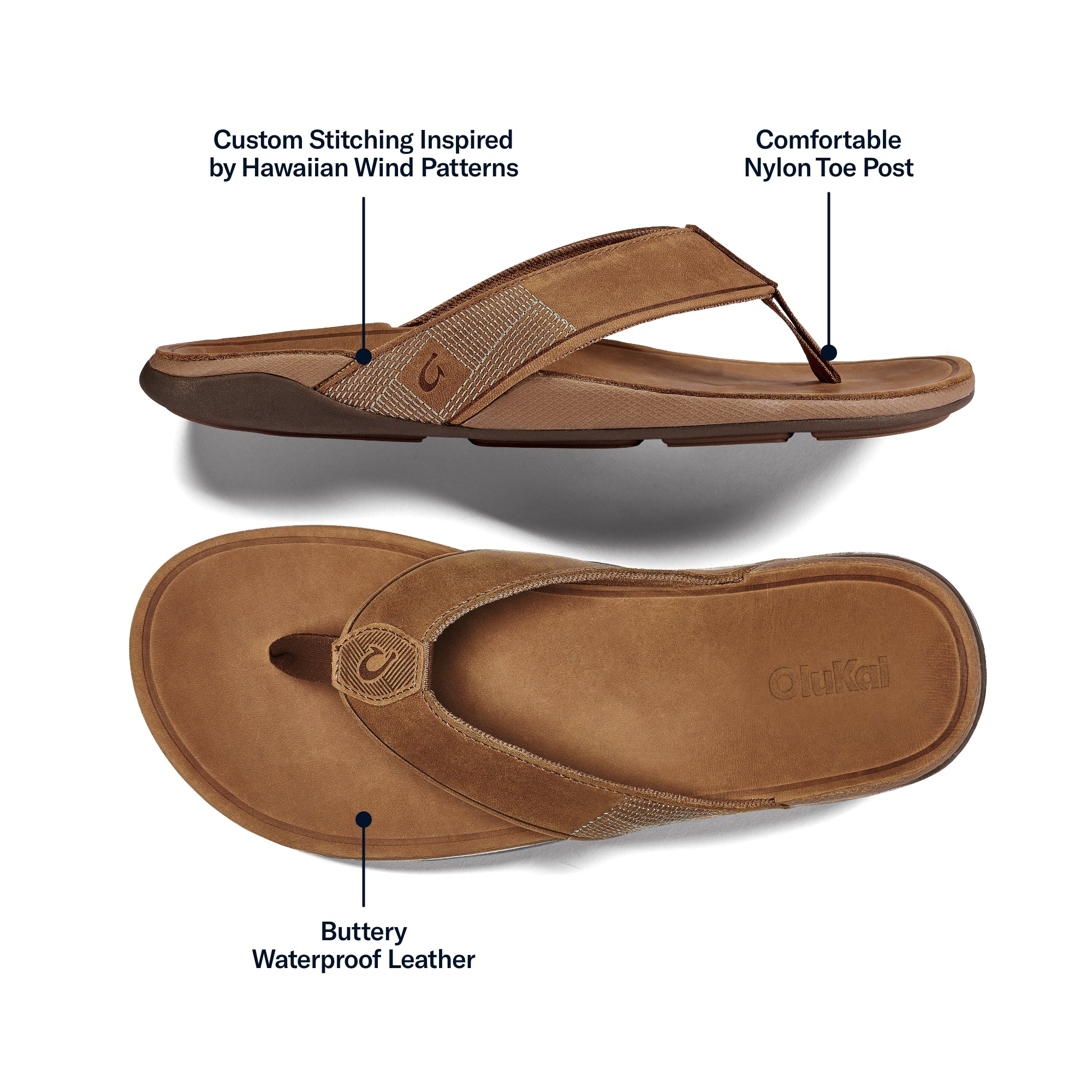 plage Traditional Weatherwear別注 38 2way Tuahine Men's Waterproof Leather Beach Sandals - Toffee | OluKai