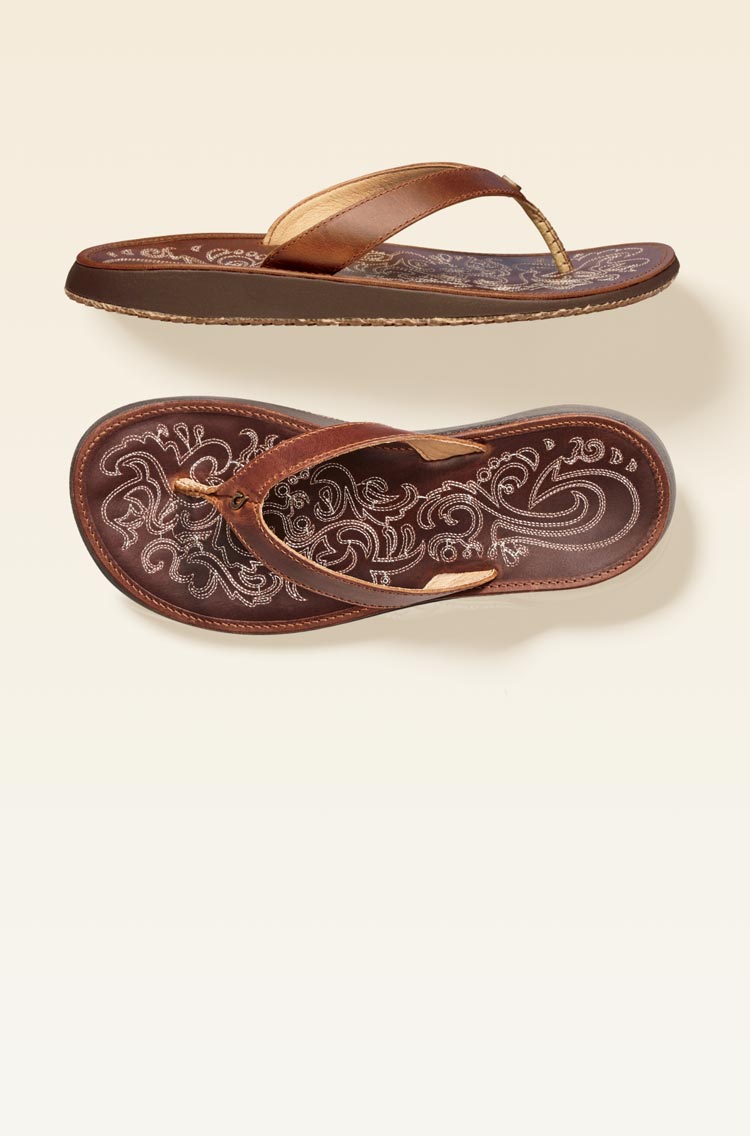 Paniolo Womens Leather Flip Flops Natural Olukai Olukai Canada 3798