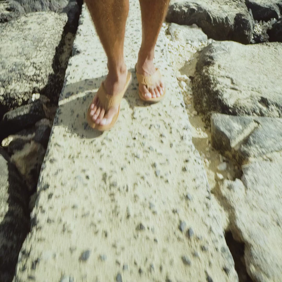 Tuahine Men's Waterproof Leather Beach Sandals - Toffee | OluKai