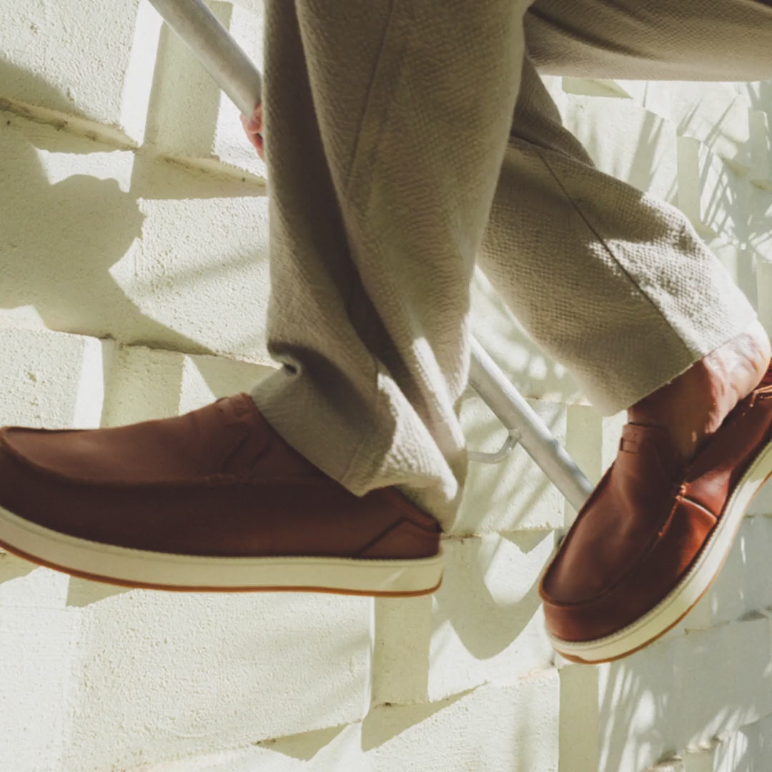 Kākaha Nia Men's Leather Slip-On Shoes - Fox | OluKai – OluKai Canada