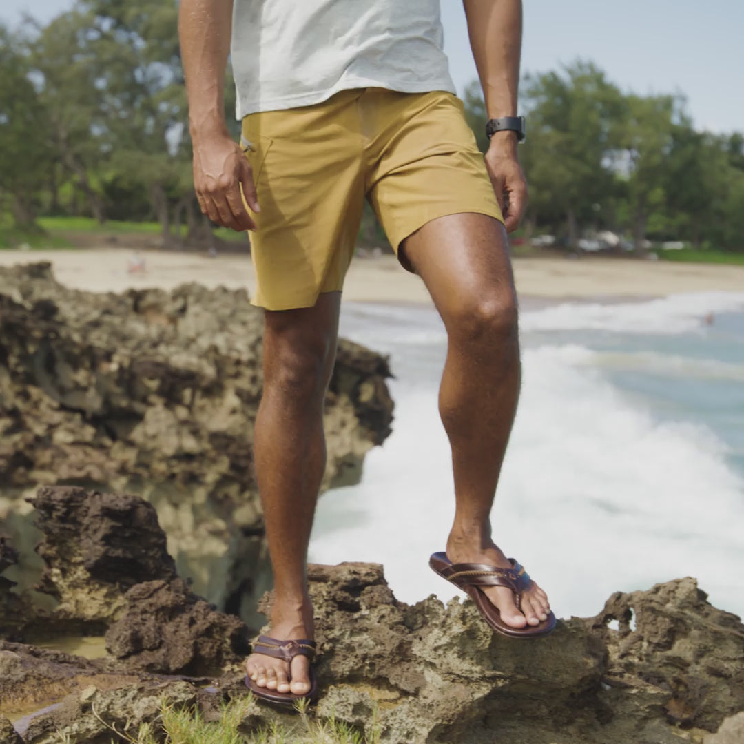 Mea Ola Men's Leather Sandals - Tan / Dark Java | OluKai – OluKai