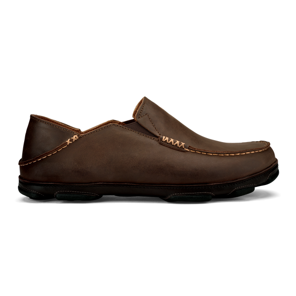 OluKai Moloā - Dark Wood / Dark Java | Men's Leather Slip On Shoes