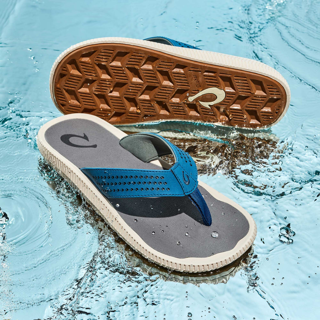 OluKai Ulele - Slate Blue / Charcoal | Men's Beach Sandals