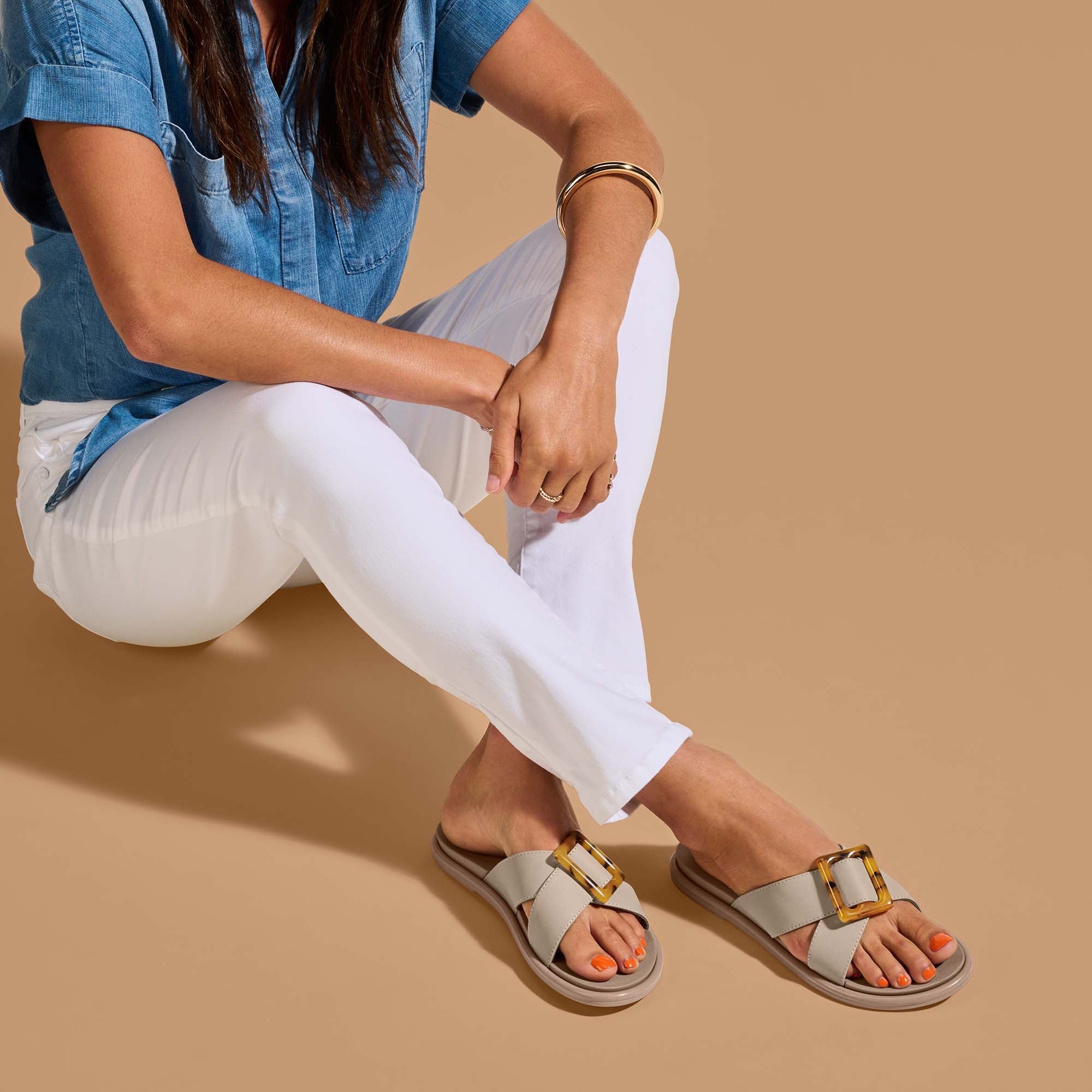 La i Slide Women s Beach Sandals Taupe OluKai OluKai Canada